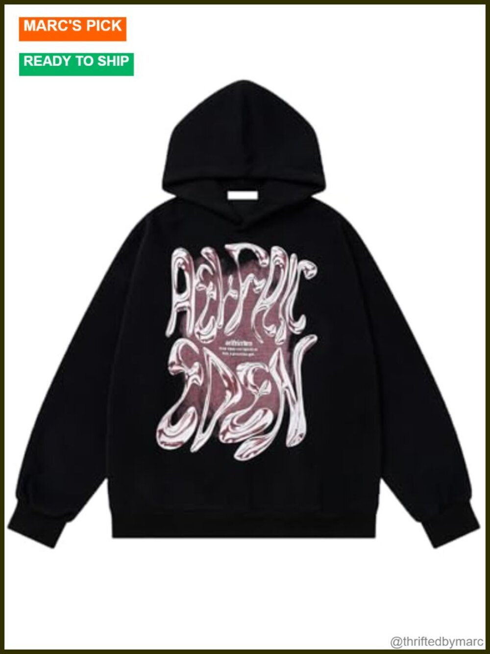 Oversized Graphic Hoodie Pullover Y2K Cotton Blend Heavyweight